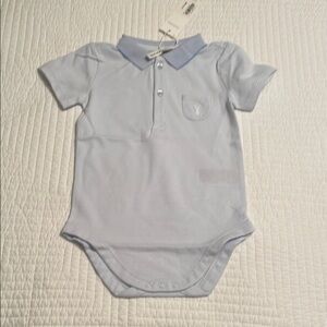 NWT JANIE AND JACK Light Blue Baby Onesie with Collar
